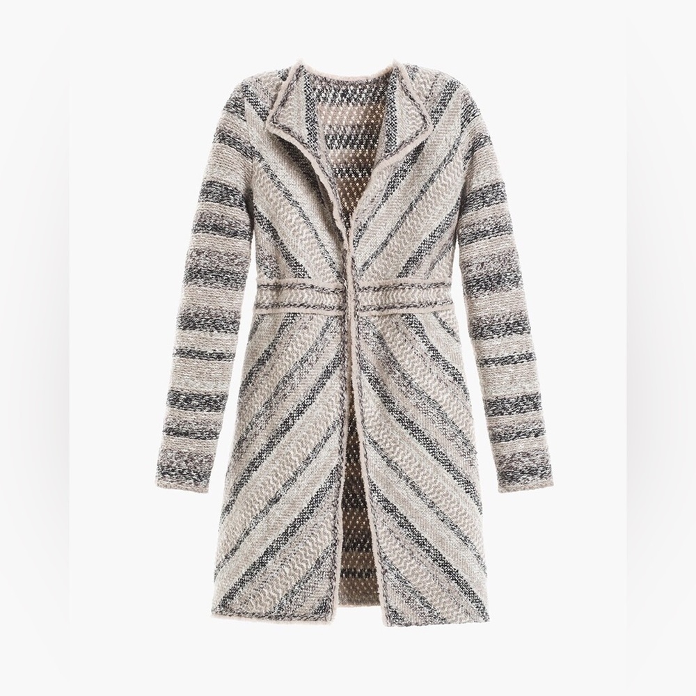 Chico’s Textured Elyse Cardigan Long Line Open Front